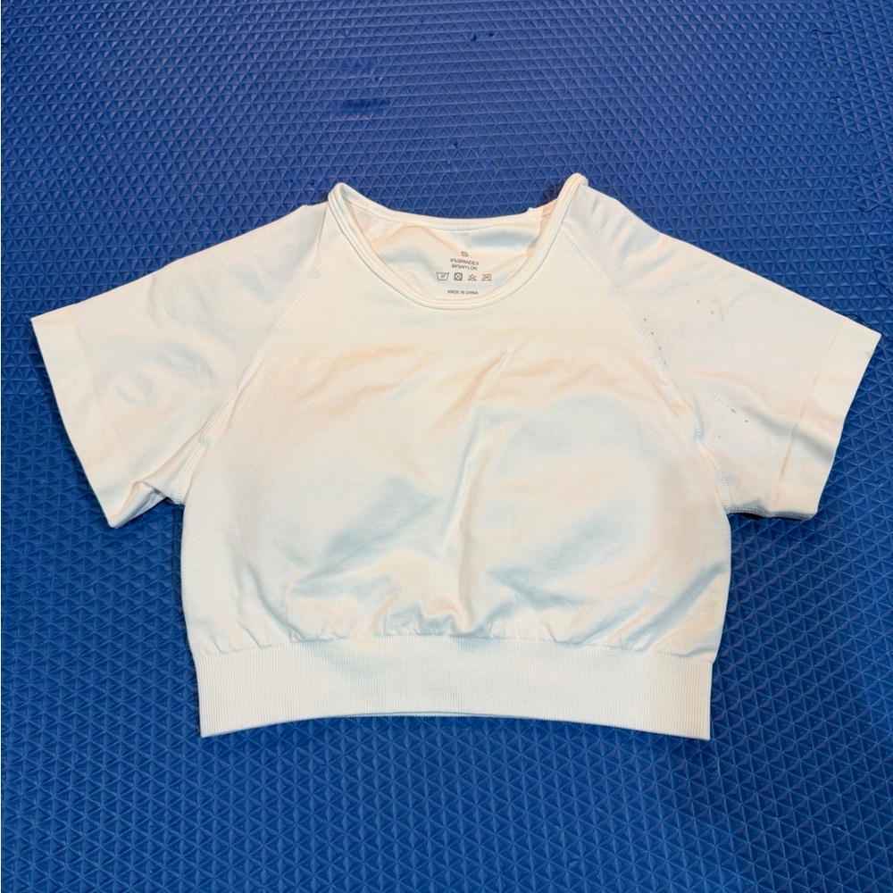 White Short Sleeve Crop Top